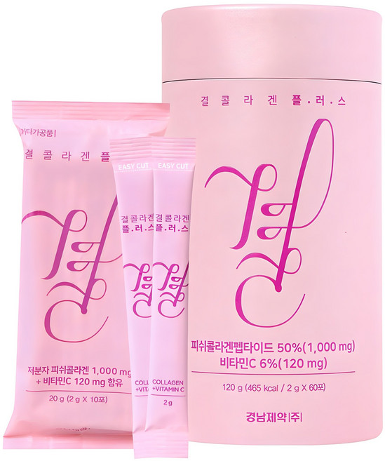 Kyung Nam Pharm 慶南製藥 Plus膠原蛋白維他命C粉隨身包, 120g, 1罐