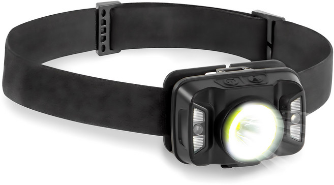 코멧 아웃도어 충전식 모션센서 LED 헤드랜턴 + 모자 고정클립 + 충전 케이블 + 파우치 세트, 1개, 블랙
