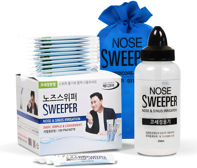 노즈스위퍼 코세척기 + 코세척분말 120포, 1세트