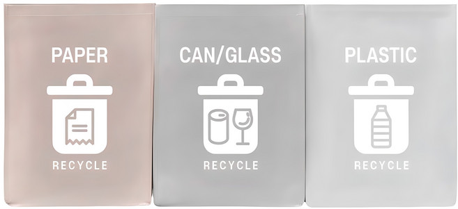 코멧 재활용 분리수거함 36L x 3종 세트, 1세트, 혼합색상