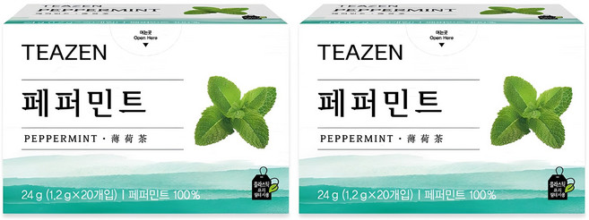 티젠 페퍼민트 티백, 1.2g, 20개입, 2개
