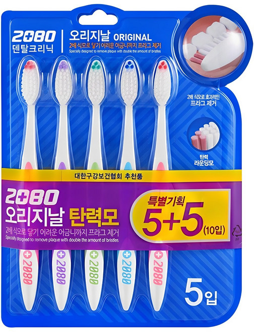 2080 오리지날 탄력모 칫솔 세트, 10개입, 1개