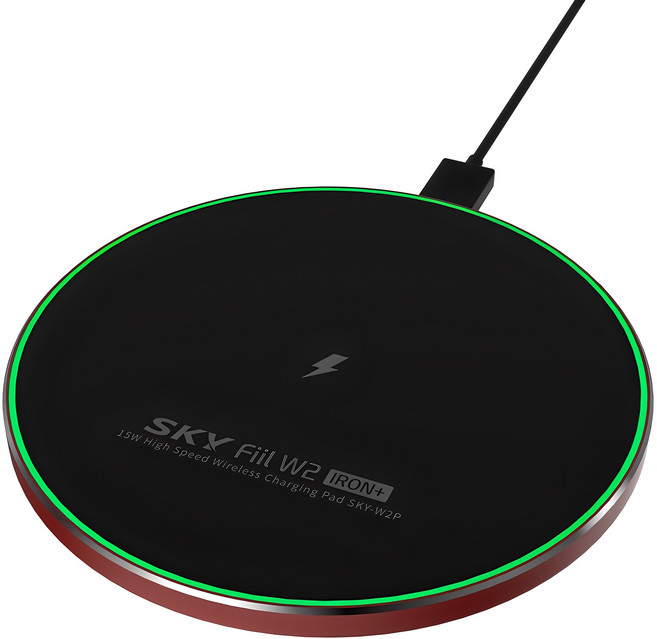 SKY 필 W2P 아이언+ 15W 고속 무선충전기 패드 SKY-W2P, 레드블랙, 1개