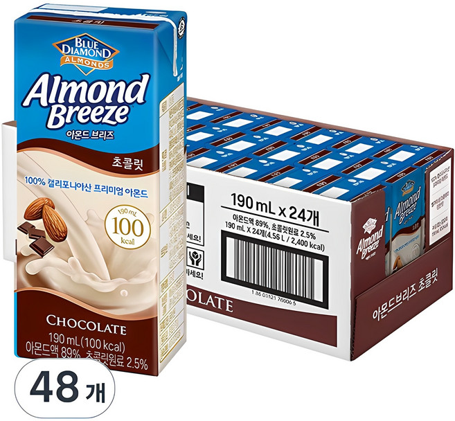 아몬드브리즈 초콜릿, 190ml, 48개