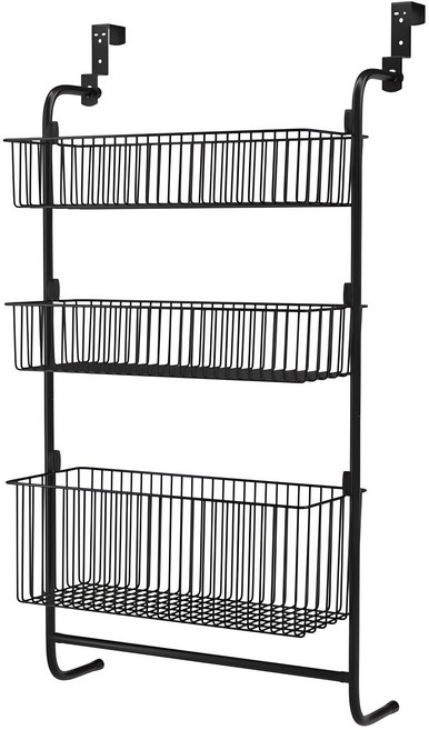 코멧 홈 3단 다용도 문걸이 수납선반, 블랙, 1개