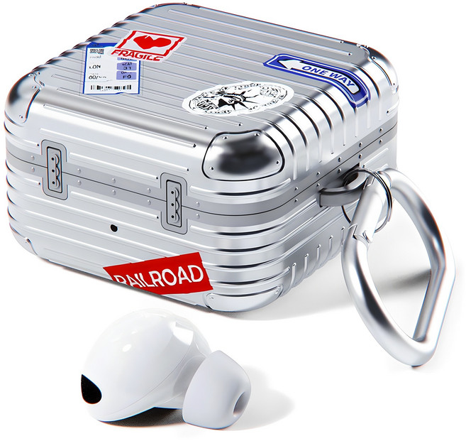 미아크 갤럭시 버즈 캐리어 케이스, 갤럭시 버즈 라이브 / 프로 / 프로2 / fe, 실버, 1개