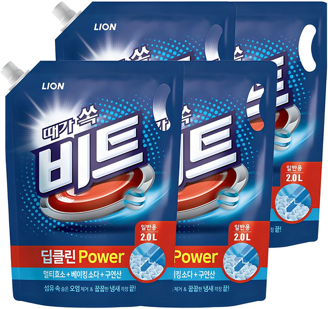 비트 딥클린 파워 일반용 액상세제 리필, 2L, 4개