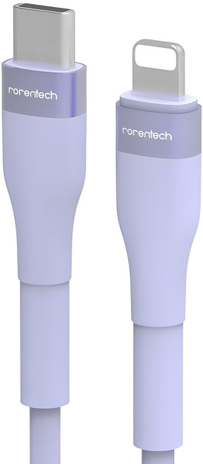 rorentech iPhone 兼容粉彩 C to 8-pin PD 高速充電線, 1條, 粉藍色, 1.2m