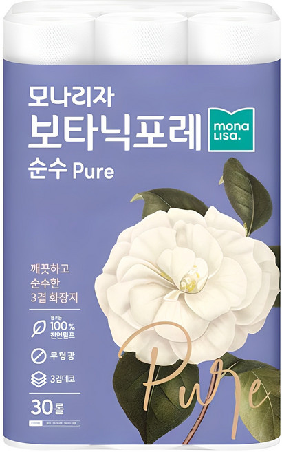 모나리자 보타닉포레 순수 천연펄프 3겹 데코 고급롤화장지, 27m, 30개입, 1개