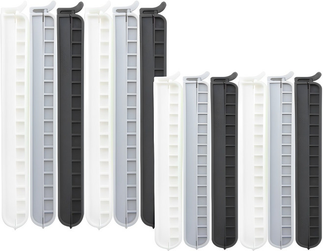 MONO 봉지집게 특대형 6p + 대형 6p, 하얀 + 연회 + 진회, 1세트