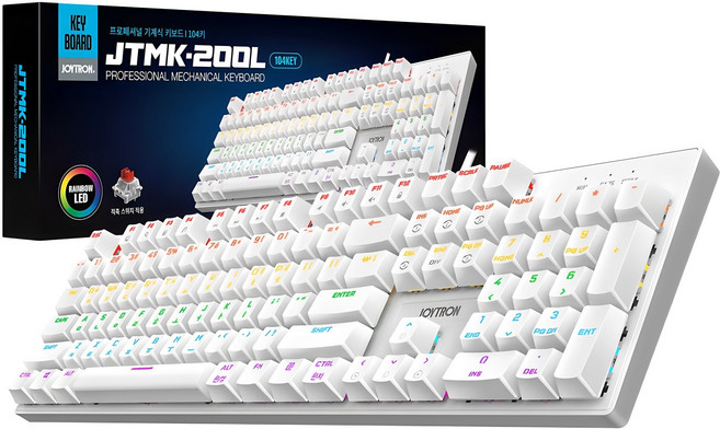 조이트론 게이밍 기계식 키보드, 화이트, JTMK-200L, 적축