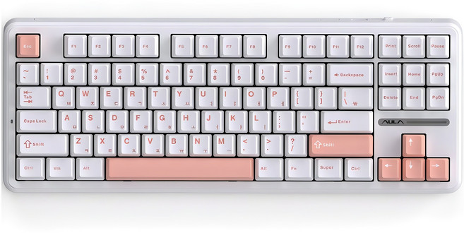 AULA KTT 한글 펀키스 유선 기계식 키보드, 라이트올리비아, F87Pro, 저소음 바다축