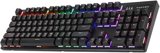 ABKO 可替換鍵盤軸彩虹動感LED有線機械式鍵盤, 黑色, K560, 紅軸