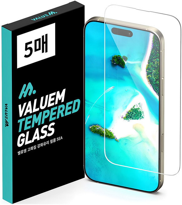 밸류엠 고화질 9H 강화유리 휴대폰 액정보호필름 5p 세트, 1세트