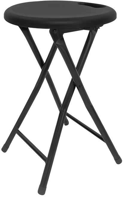 팬물산 원형 손잡이 접이식 스툴, 블랙, 1개