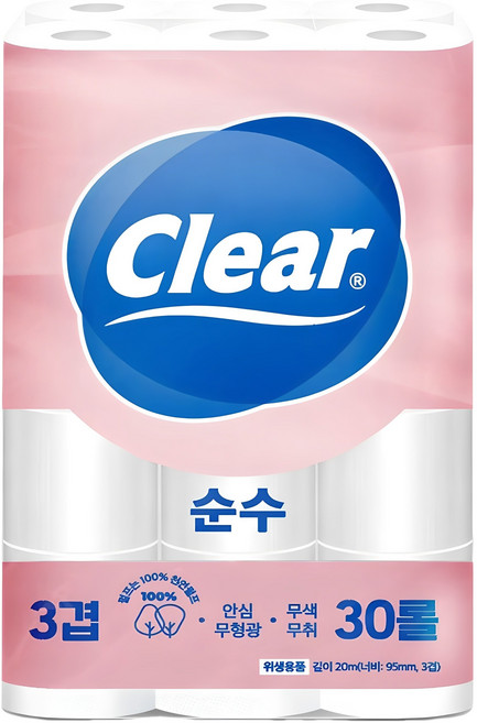 광진클리어 순수 천연펄프 3겹 고급롤화장지, 20m, 30개입, 1개
