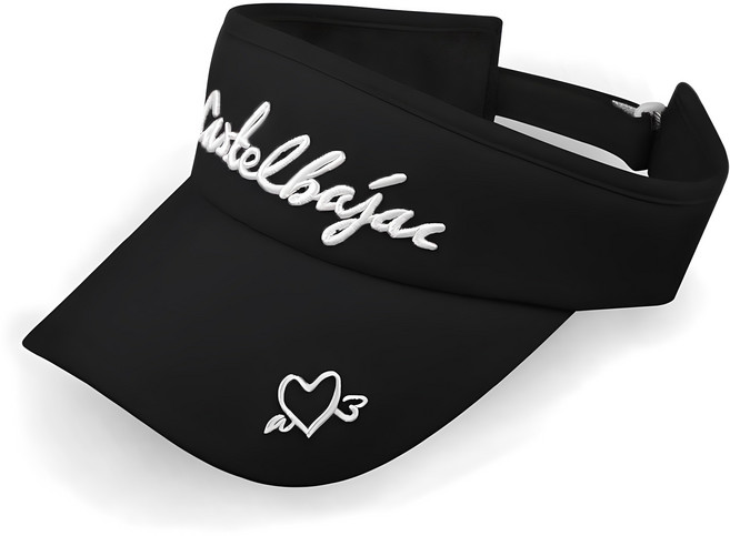 까스텔바작 여성용 자수 골프 바이저 썬캡, 블랙, 1개