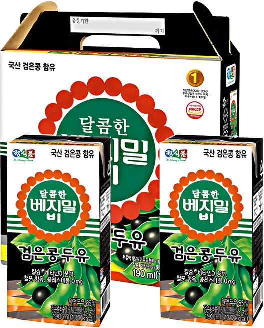 베지밀 달콤한 비 검은콩 두유, 190ml, 64개