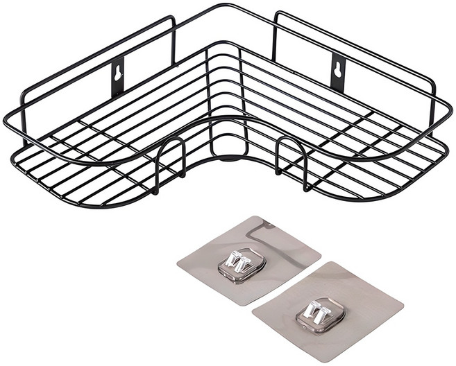 윈프라이스 접착식 철재 코너 선반, 블랙, 1개