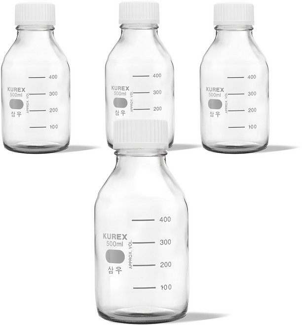 미르코리아 국산 눈금 유리병, 500ml, 4개