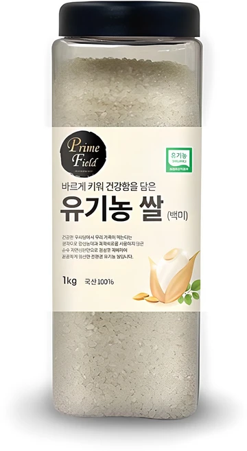 Prime Field 유기농 쌀 백미, 1kg, 1개, 상 - 쿠팡