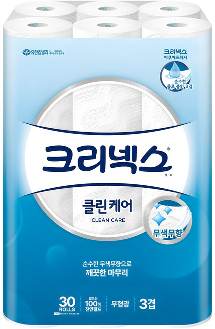 크리넥스 클린케어 천연펄프 3겹 고급롤화장지, 25m, 30개입, 1개