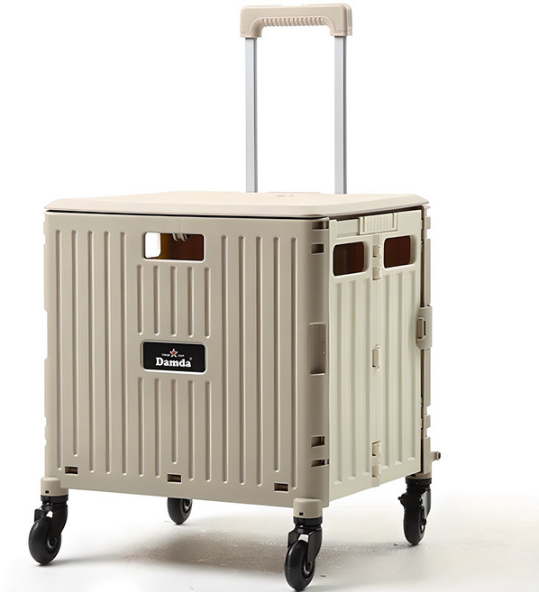 이소품 담다 접이식 쇼핑카트 4바퀴, 탄 + 아이보리, 1개