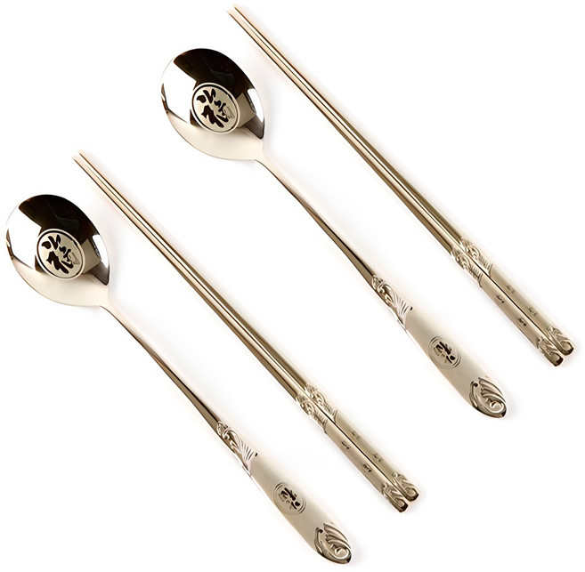 윌리브 국산 304스텐 복 티타늄 수저세트, 혼합색상, 숟가락 2p + 젓가락 2p, 1세트