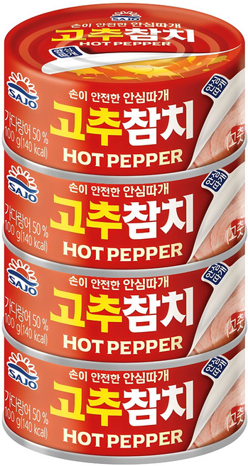 사조참치 고추참치 안심따개, 100g, 4개