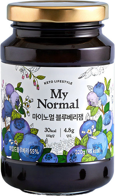 마이노멀 저당 저칼로리 블루베리잼, 320g, 1개