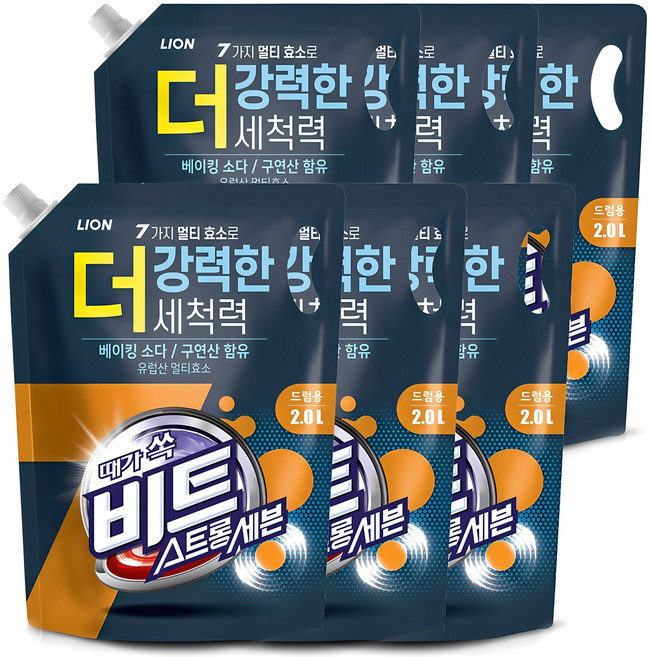 비트 스트롱 세븐 드럼용 액상세제 리필, 2L, 1개입, 6개
