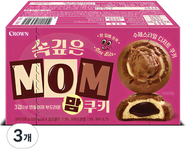 크라운 속깊은 맘쿠키, 108g, 3개