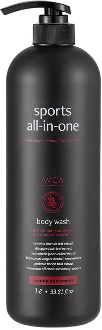 아브카 스포츠 올인원 퍼퓸드 바디워시 우디페로몬향, 1L, 1개 - 쿠팡