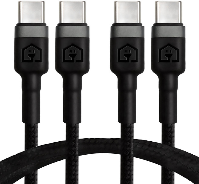 홈플래닛 PD 60W CtoC 초고속충전 패브릭 케이블, 2m, 블랙, 2개