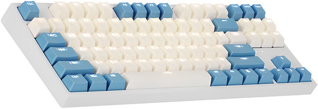 COX 게이트론 LED 게이밍 기계식 유선 텐키리스 키보드, 크림 블루, CK87, 황축