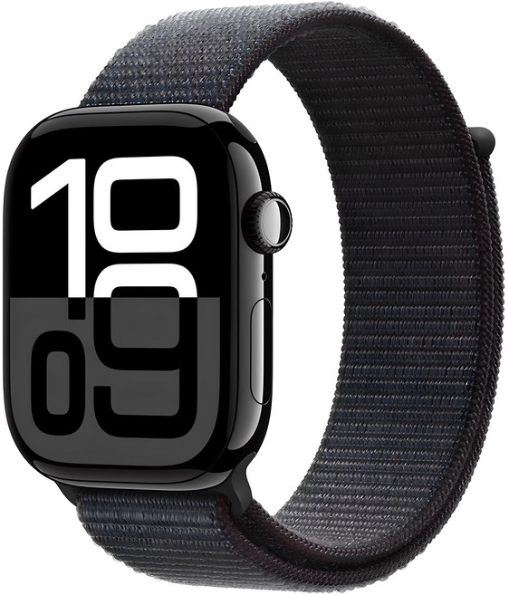 Apple 애플워치 10 GPS, 제트 블랙, 46mm, 제트 블랙 / 잉크 스포츠 루프, Loop
