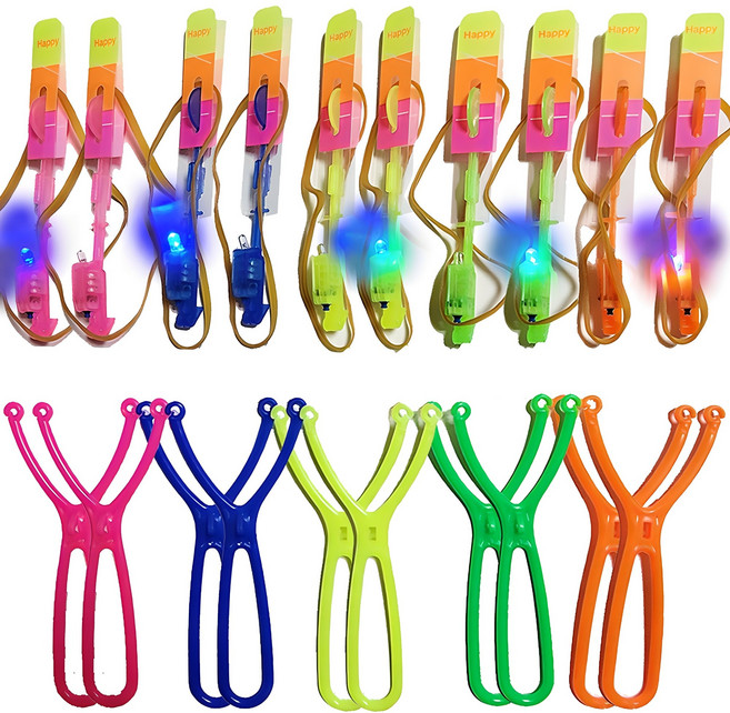 해피슈 LED 불빛 낙하산 새총 완성 OPP 5종 10p, 혼합색상, 1세트