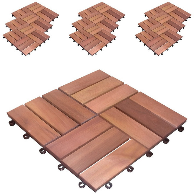 아이엘컴퍼니 아카시아 원목 조립식 데크 타일 12슬롯, 내추럴, 10개