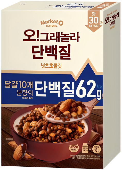 마켓오네이처 오 그래놀라 단백질 넛츠초콜릿 시리얼, 330g, 1개