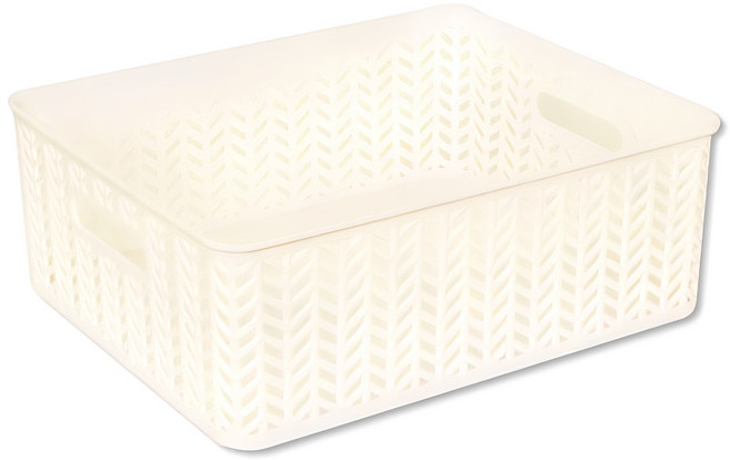 스내지 헤링본 바스켓 3호 오픈형 9.3L, 화이트, 1개