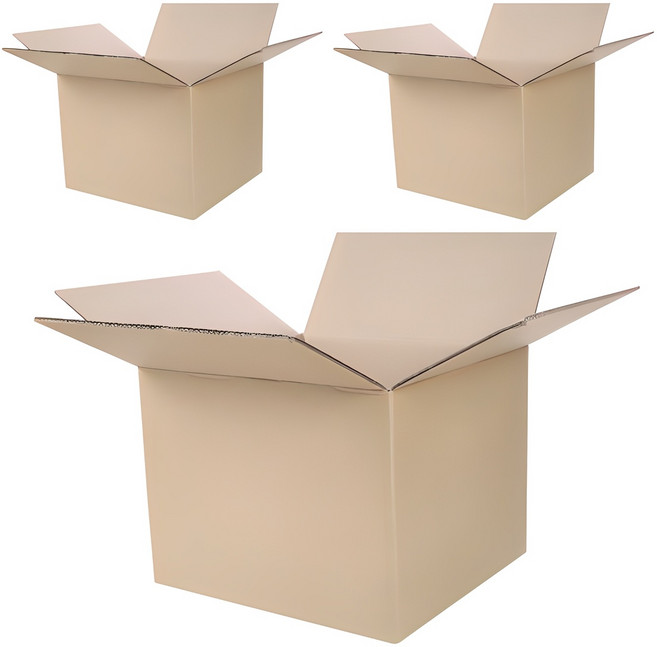 코멧 택배 이사용 종이박스 AB골, 520 x 480 x 400mm, 3개, 베이지