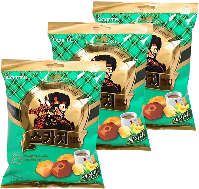 롯데웰푸드 스카치캔디 세가지맛, 317g, 3개