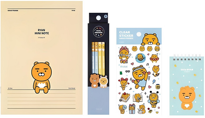 카카오프렌즈 4종 문구세트, 라이언, 1세트