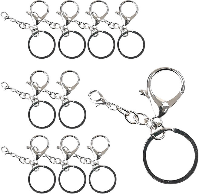 青松編織 龍蝦扣鑰匙圈, 10個, 銀色