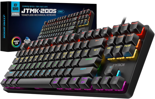 조이트론 프로페셔널 텐키리스 유선 기계식 키보드, 블랙, JTMK-200S, 청축