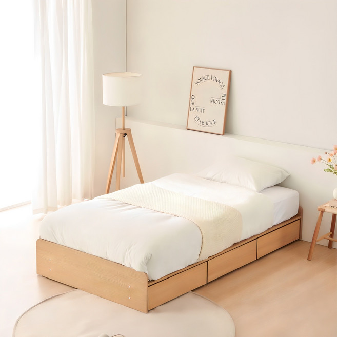 동서가구 오즈 무헤드 1단 3서랍 수납침대 프레임 단품 방문설치, 메이플