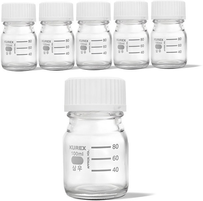 미르코리아 국산 눈금 유리병, 100ml, 6개