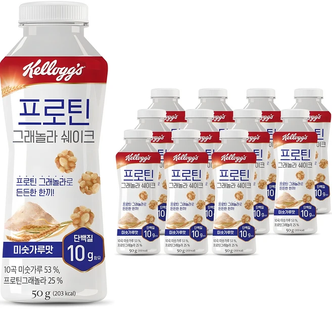 켈로그 프로틴 그래놀라 쉐이크 미숫가루맛, 50g, 12개 - 쿠팡