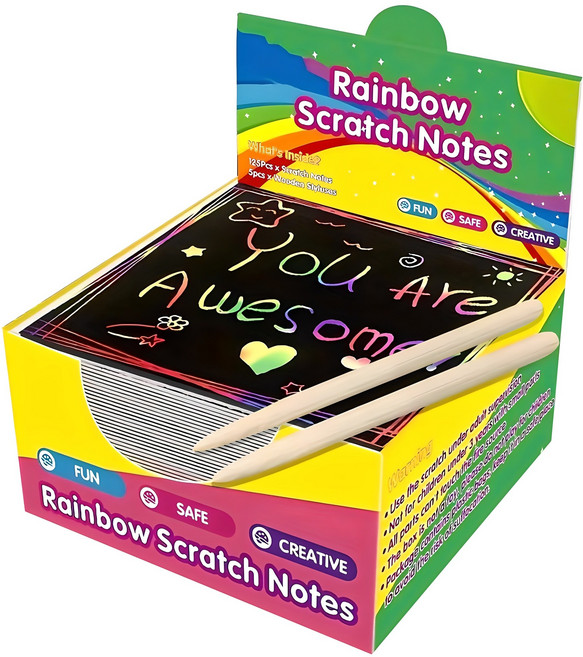 동아피엠에스 사각 레인보우 스크래치 페이퍼, 1개