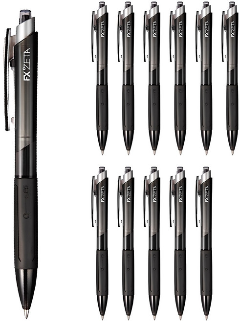 모나미 에프엑스 제타 볼펜 FX ZETA 0.7mm, 흑색, 12개